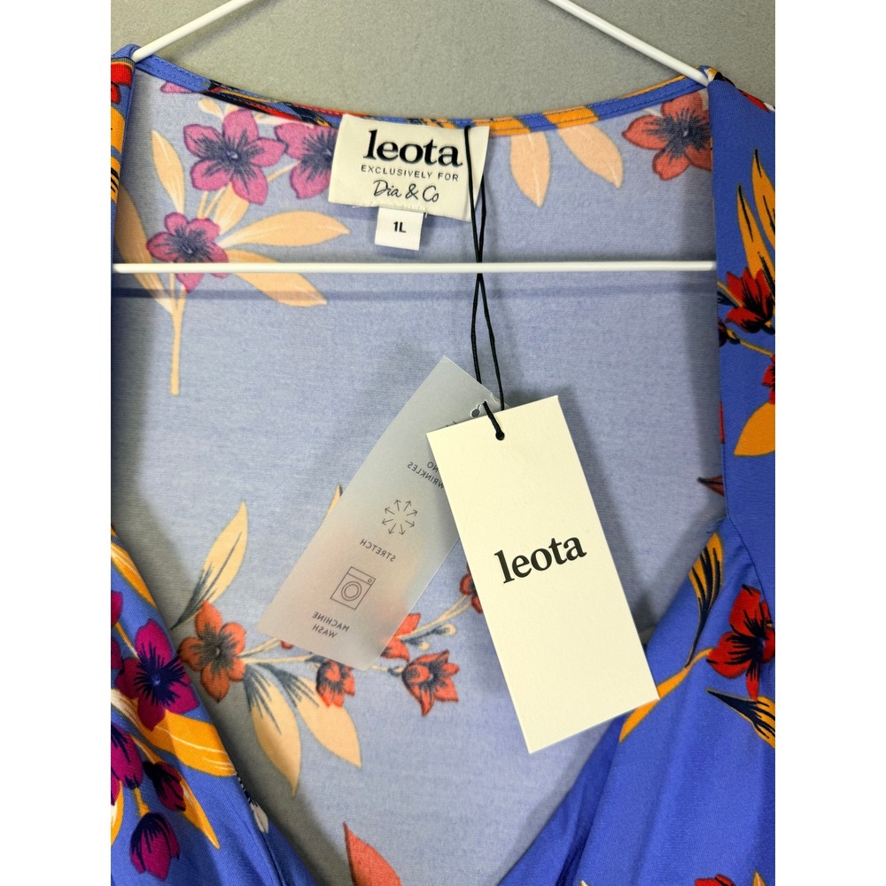 Sweetheart Faux Wrap Jersey Dress Malibu Ultramarine Floral 1L Coquette Dopamine - Picture 6 of 9